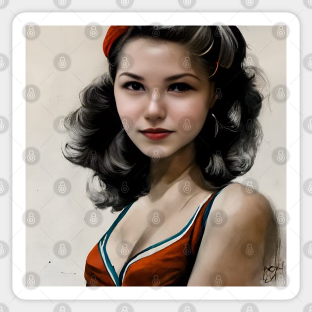 Top model from 1940s painting Sticker by ai1art